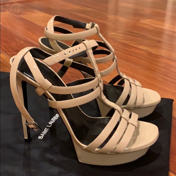 BRAND NEW Saint Laurent Nude Vitelli Vernice Heels - Picture 4 of 4